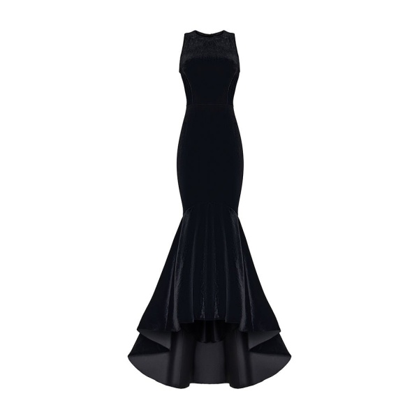 Rasario Velvet Gown With Ruffled Skirt