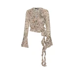 Chiffon Frill Wrap Top Leopard Print
