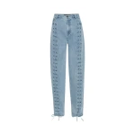 Denim Laced Leg Pants Light Blue