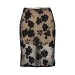 Flower Beads Pencil Skirt Black