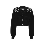 Knit Puff Sleeve Cardigan Black