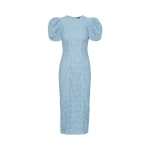 Lace Midi Fitted Dress Blue