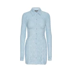Lace Mini Shirt Dress Blue