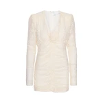 Lace Mini V-Neck Dress Egret