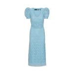 Lace Puff Sleeve Dress Blue
