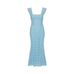 Lace Wide Strap Dress Blue