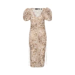 Midi V-Neck Dress Leopard Print
