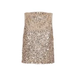 Net Sequins Boatneck Top Beige