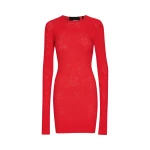 Pointelle Knit Mini Dress Red