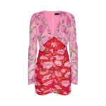 Printed Mini Ls Dress Pink