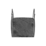 Rhinestone Denim Top Grey
