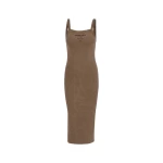 Ribbed Maxi Dress Brown