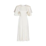 Satin Midi Slit Dress Egret