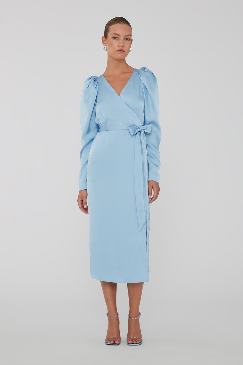 ROTATE ワンピース Satin wrap dress926680 Satin wrap dress in white - Rotate | Mytheresa