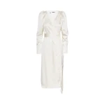 Satin Midi Wrap Dress Egret