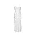 Sequin Midi Slip Dress Egret