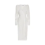 Sequin Midi Wrap Dress Egret
