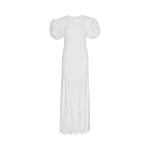 Sequin Smock Puffy Dress Egret