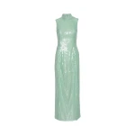 Sequins Midi Slit Dress Mint Green