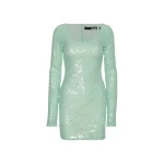Sequins Mini Ls Dress Mint Green