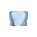 Shiny Suiting Crop Top Blue