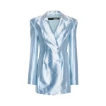 Shiny Suting Blazer Dress Blue