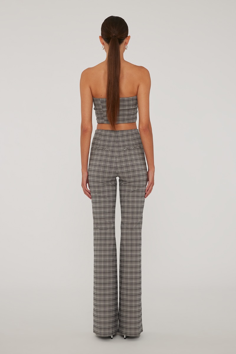 Flared fashion checkered pants