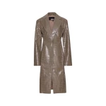 Textured Fitted Coat Brown