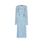 Textured Midi Wrap Dress Blue