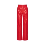 Textured Straight Pants Red