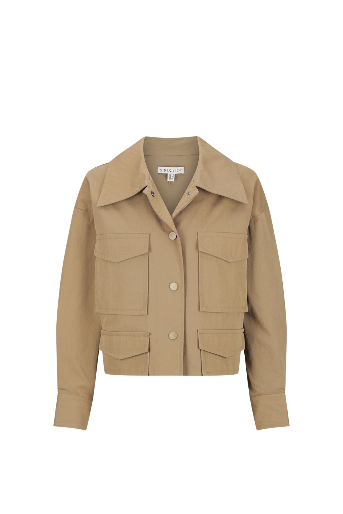 Shona Joy Kai Patch Pocket Crop Jacket – Grey Khaki