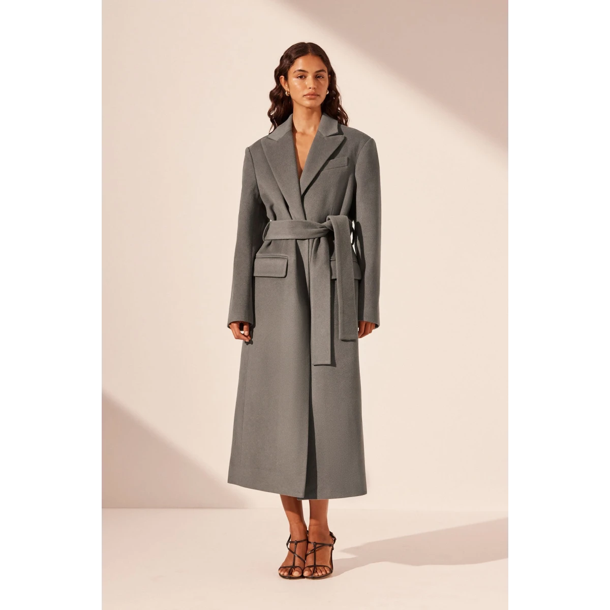 Grey coat with belt hotsell