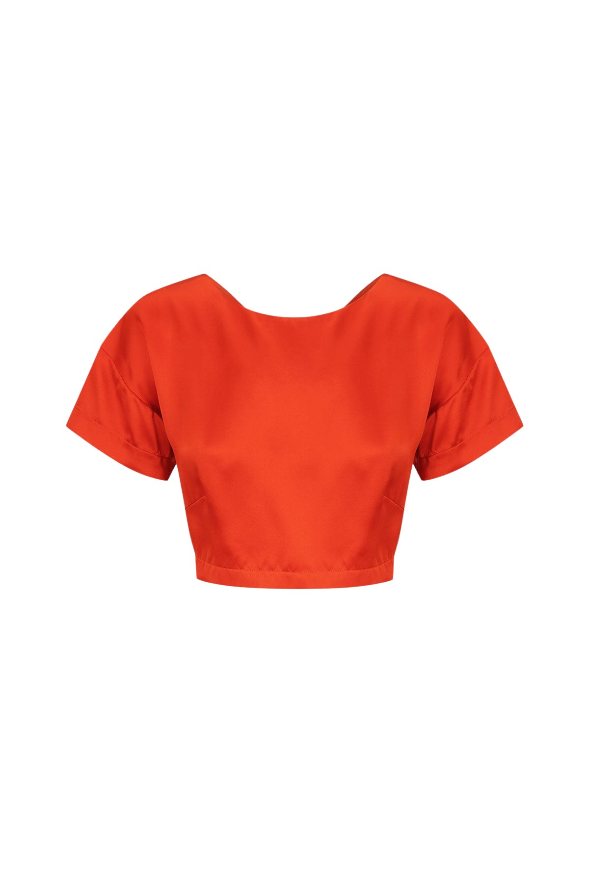 Shona Joy Milenna Silk Open Back Drawstring Crop Top – Chilli Red