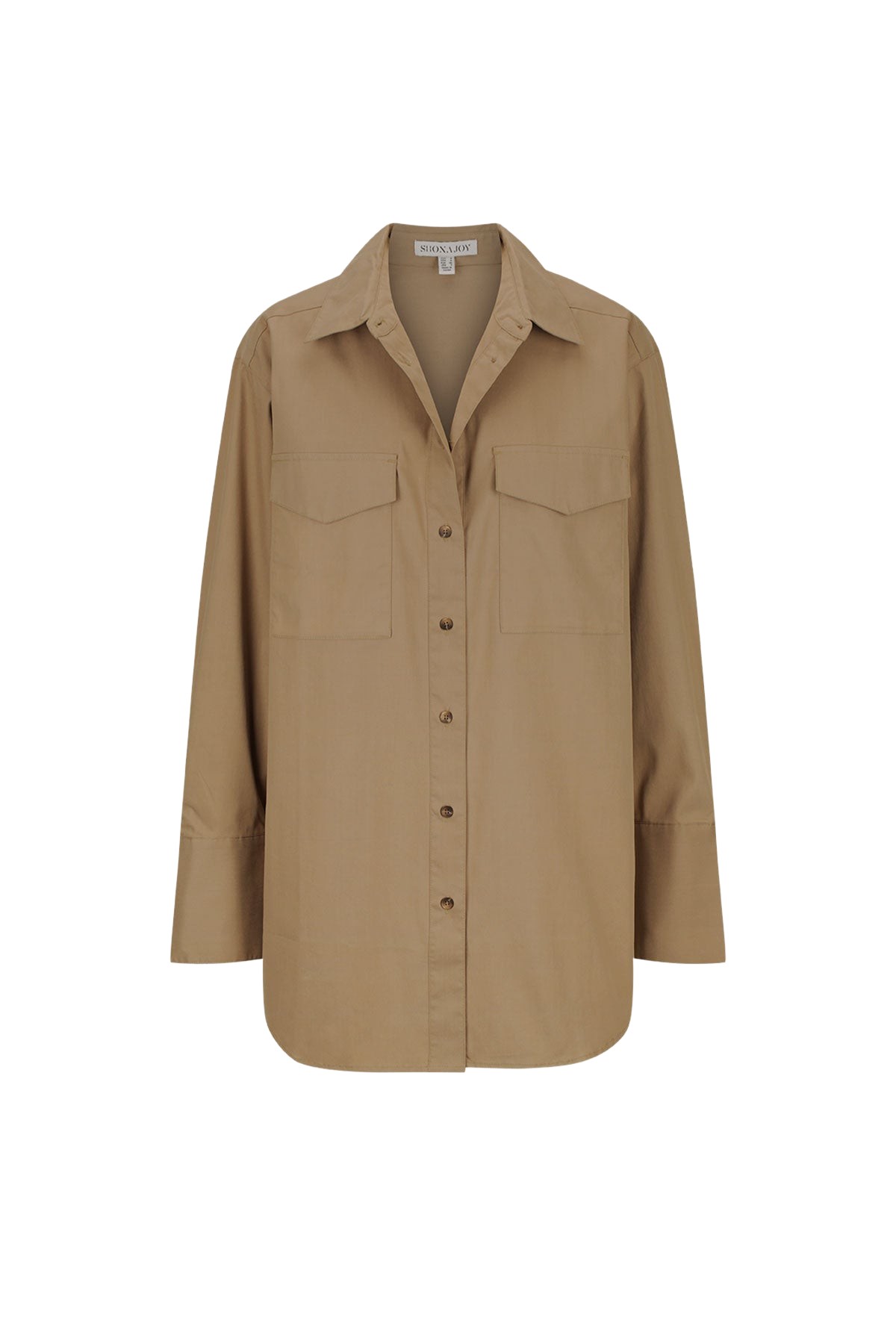 Shona Joy Sabato Oversized Patch Pocket Shirt – Grey Khaki