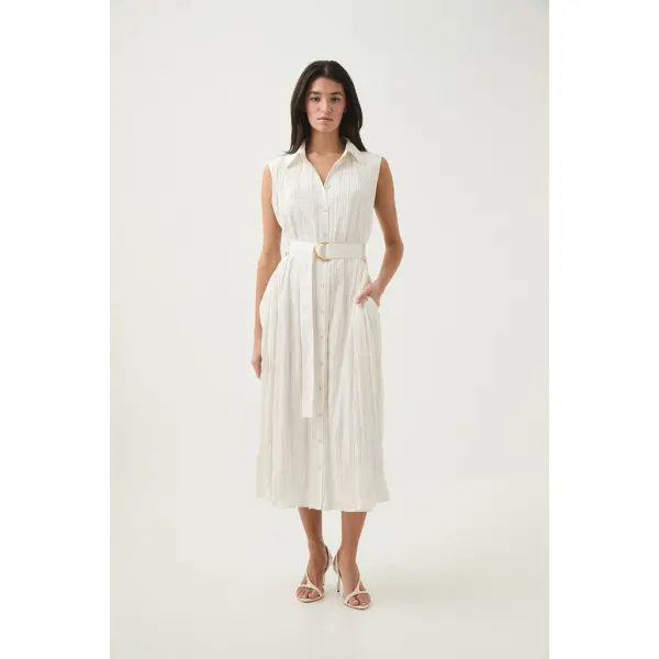 Risen Crushed Pleat Midi Dress