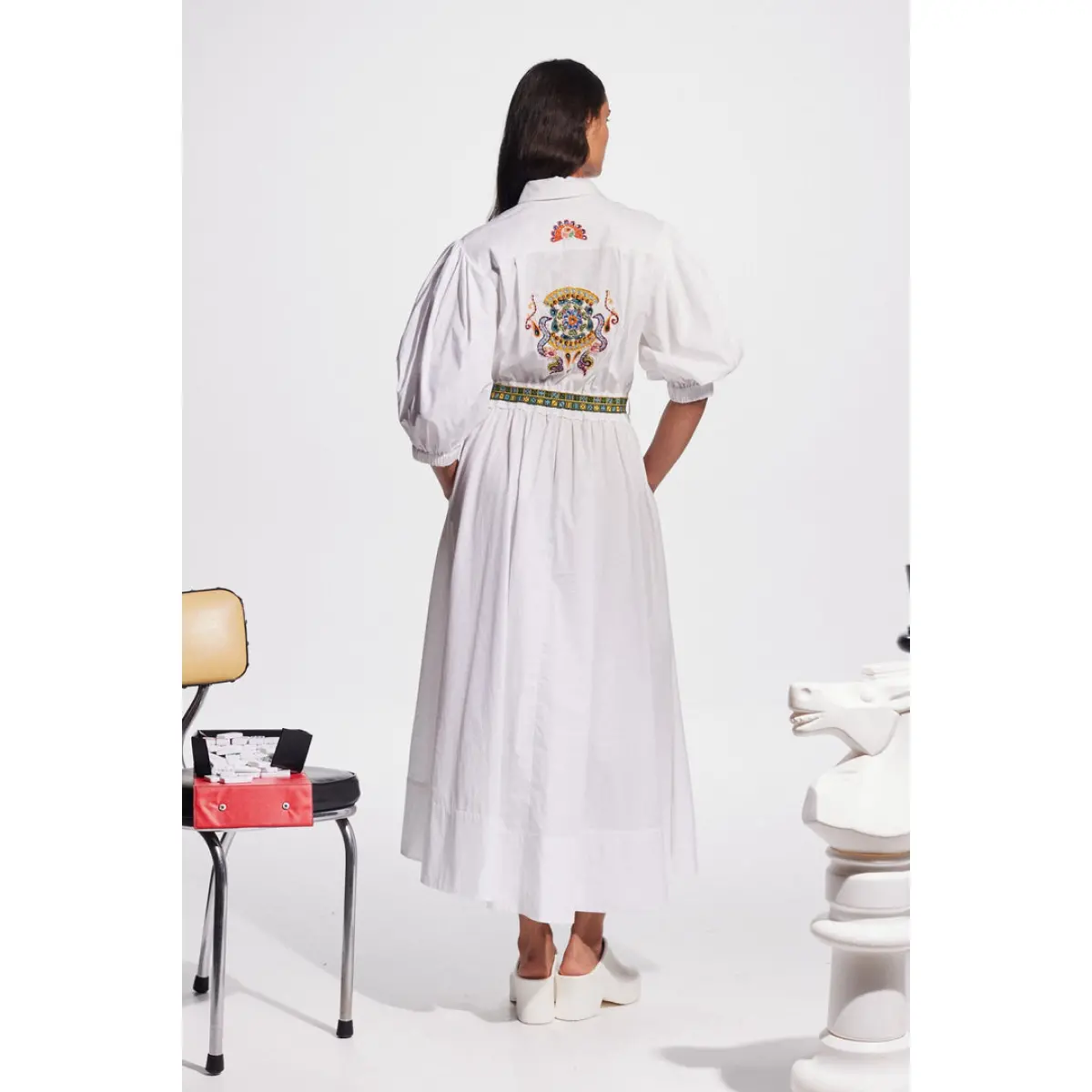 Alemais Strike Embroidered Midi Dress