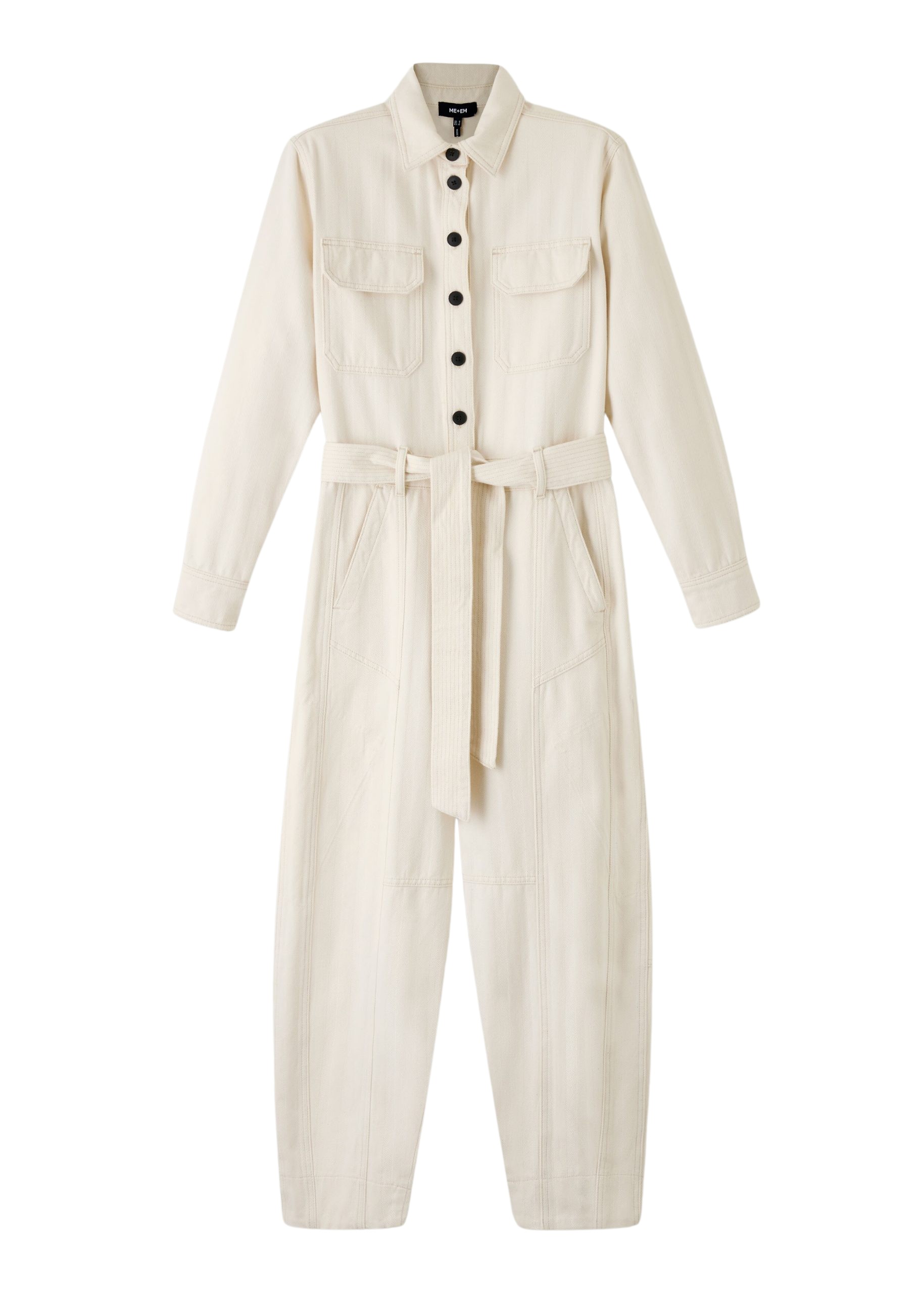 Me and Em Cotton Herringbone Utility Jumpsuit