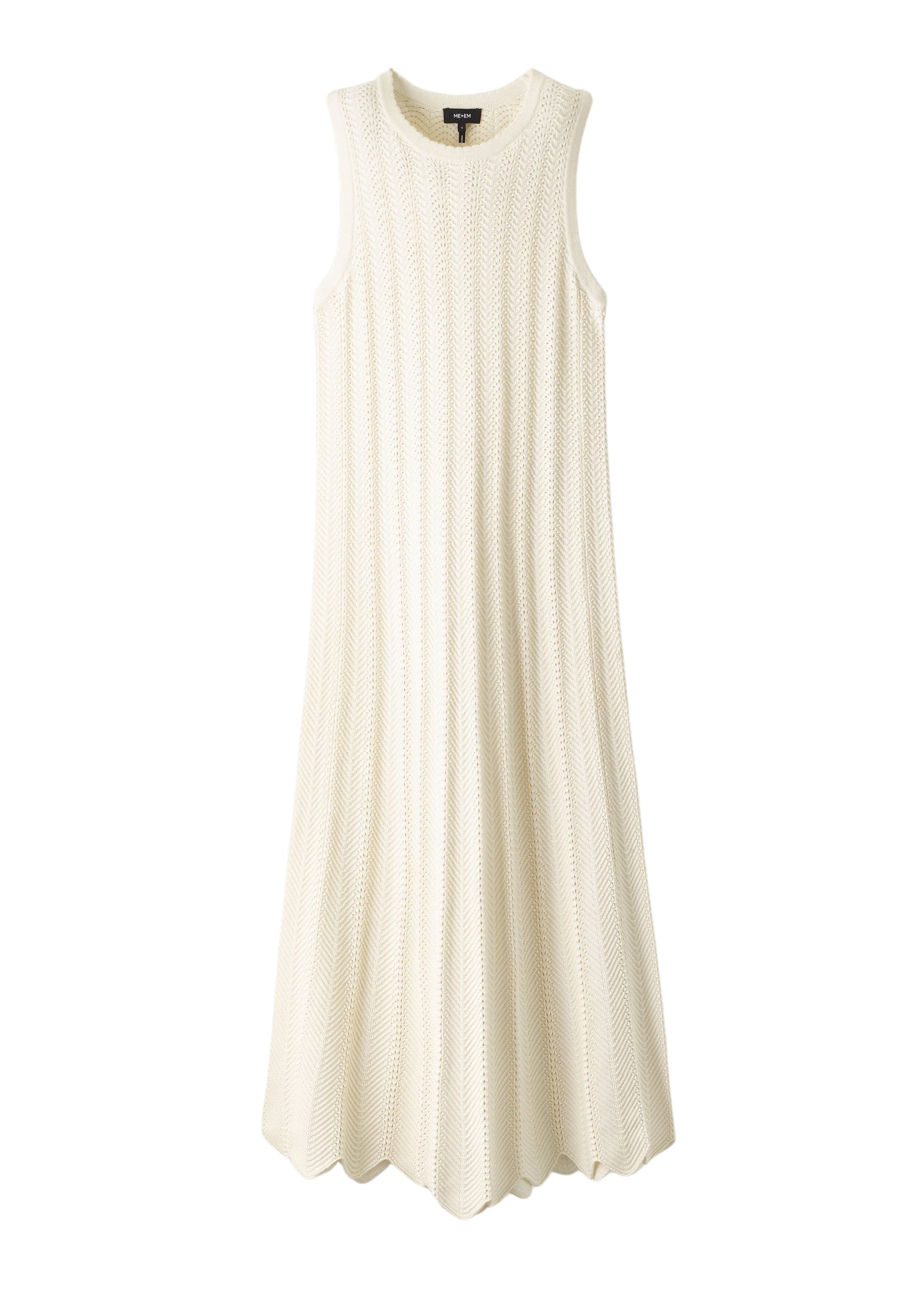 Me and Em Textured Cotton Knit Scallop Maxi Dress