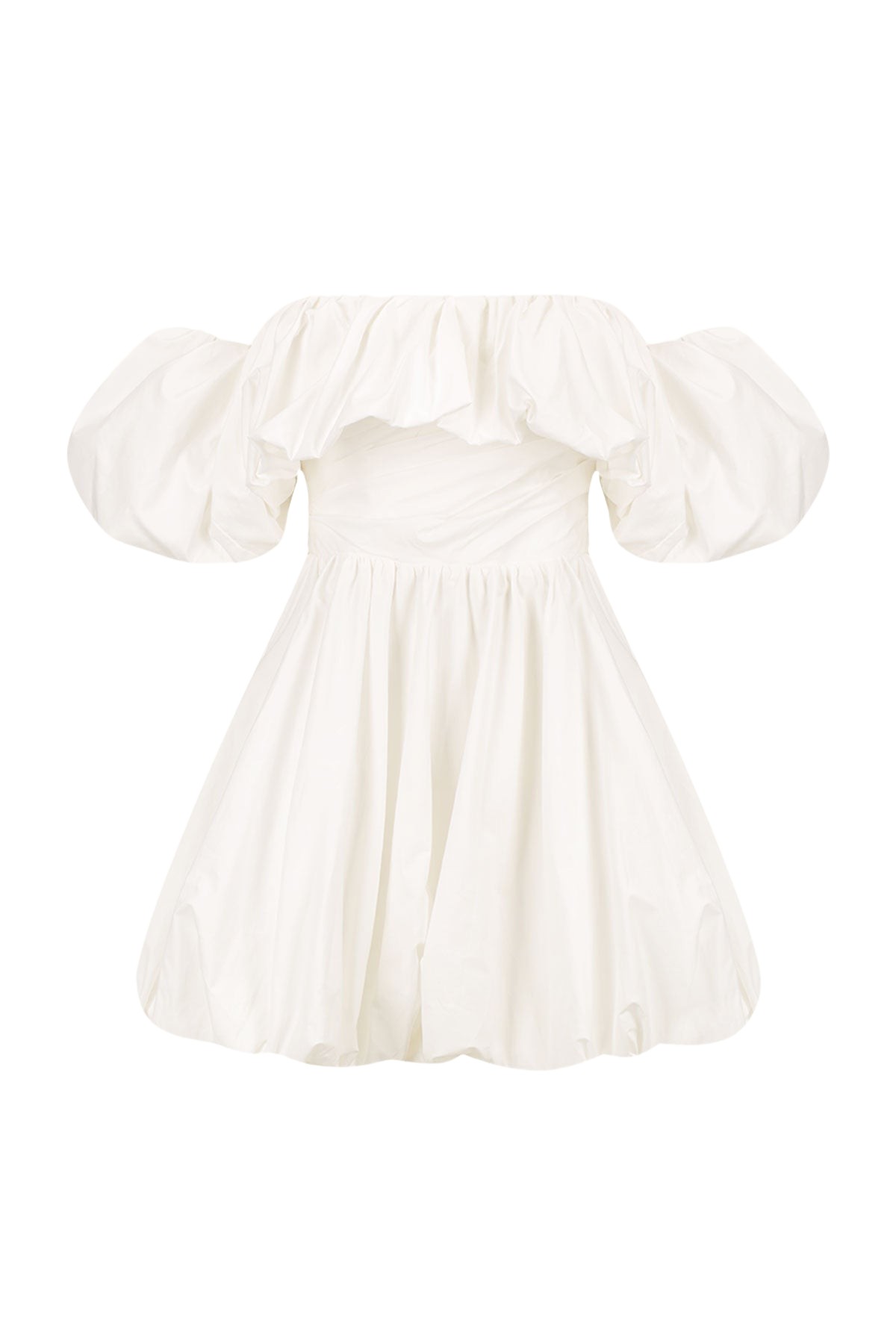 Shona Joy Maiori Off Shoulder Draped Bubble Mini Dress – Ivory