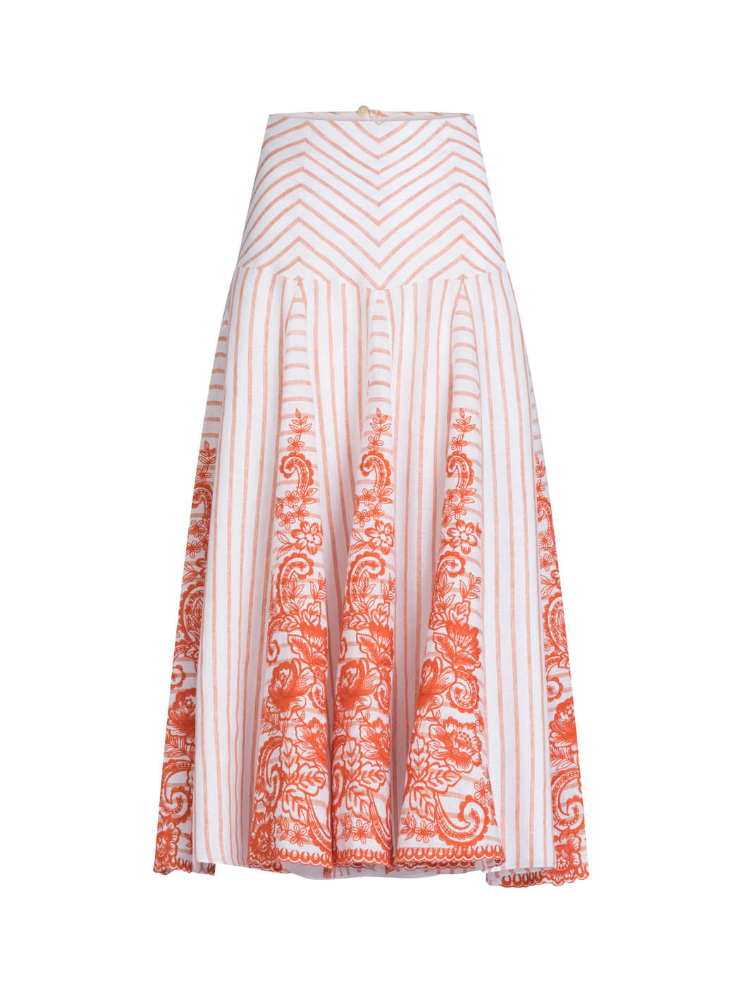 Silvia Tcherassi Fairus Skirt Coral Paisleys Stripes
