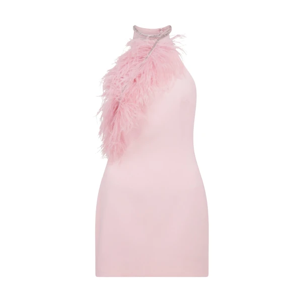 David Koma Crystal Feather Halter Mini Dress