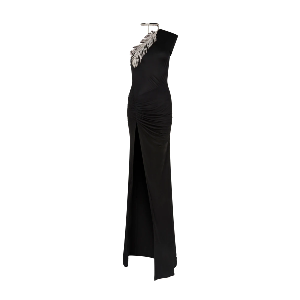 ワンピース DAVID KOMA Women Dresses RE23DK07DCO BLK Black Black crystal-claw detailed asymmetric midi dress David koma