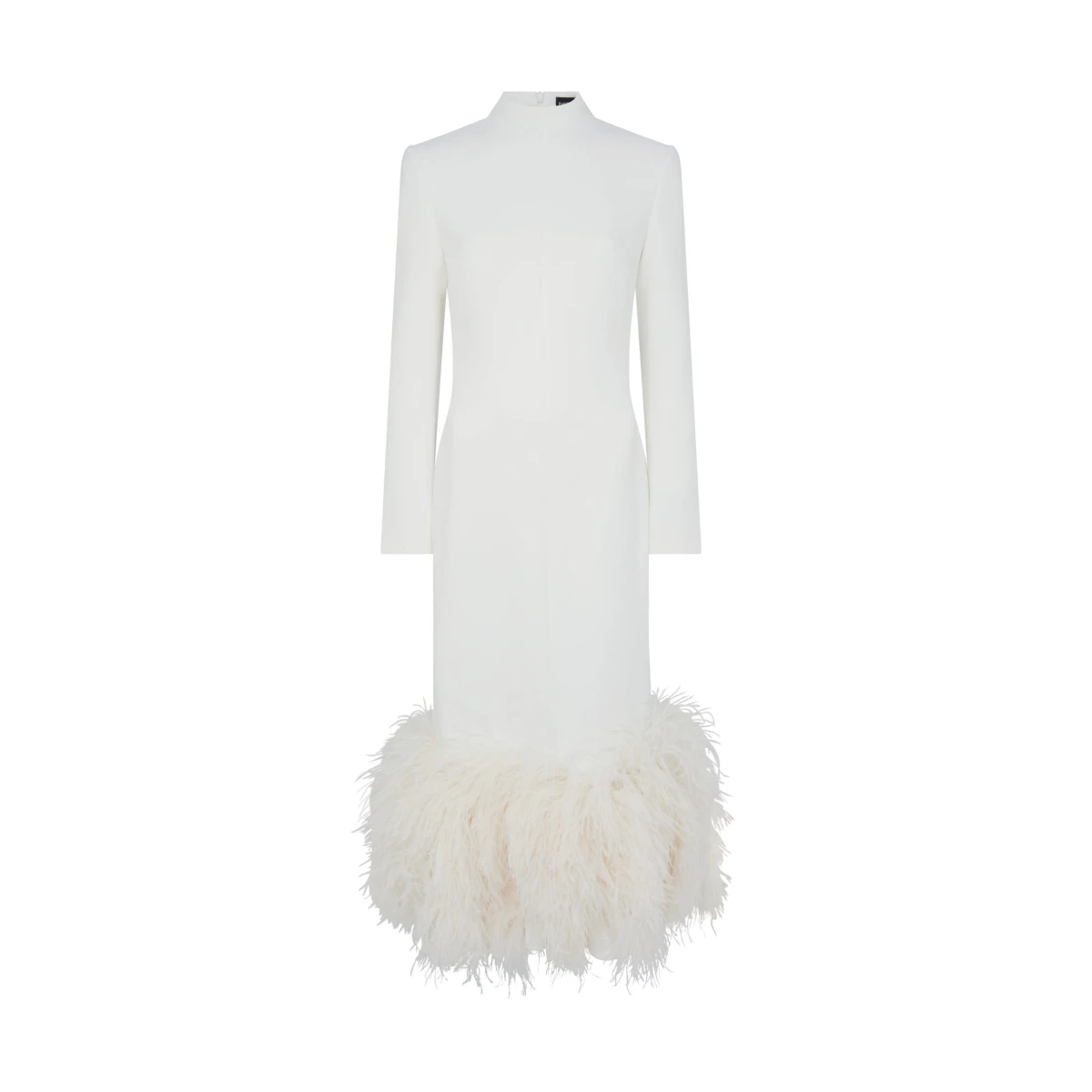 David Koma Feather Hem Long Sleeve Midi Dress