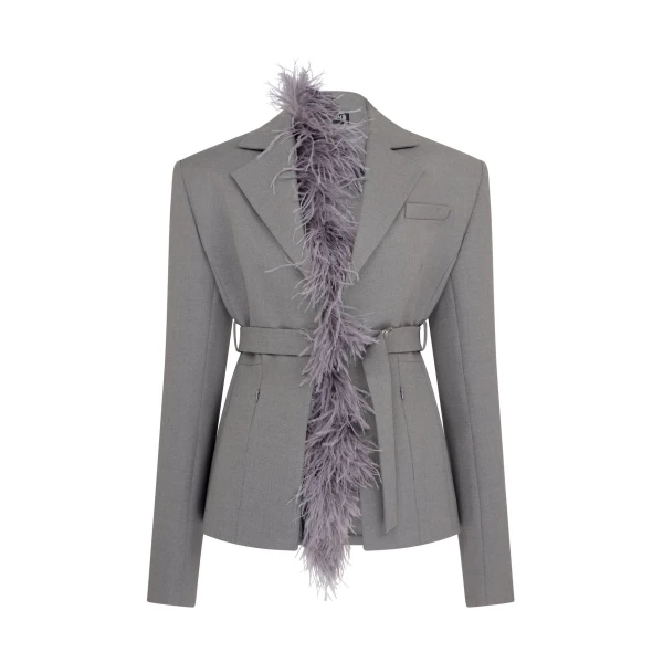 David Koma Feather Trim Tailored Jacket