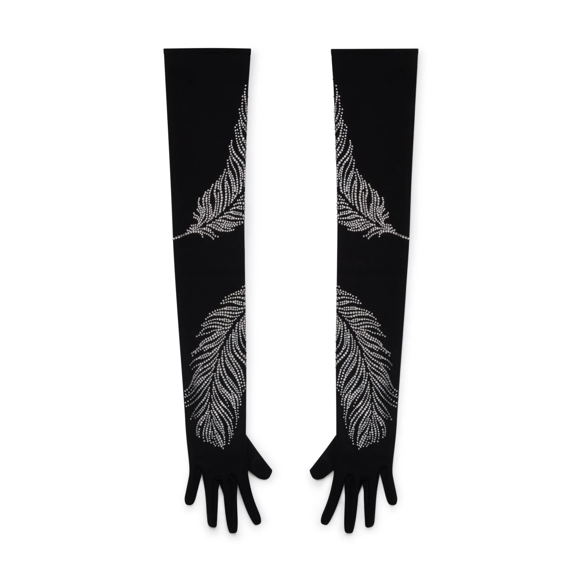 David Koma Long Crystal Feather Gloves