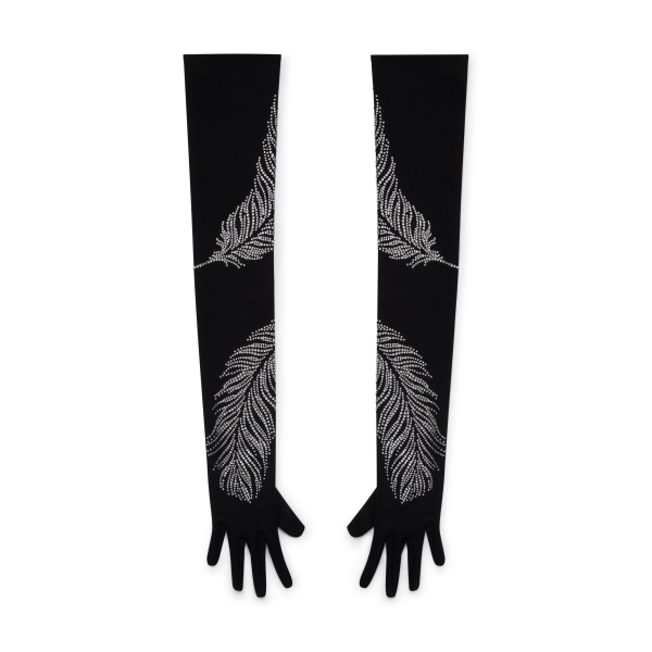 David Koma Long Crystal Feather Gloves