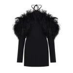 David Koma Off The Shoulder Feather Mini Dress