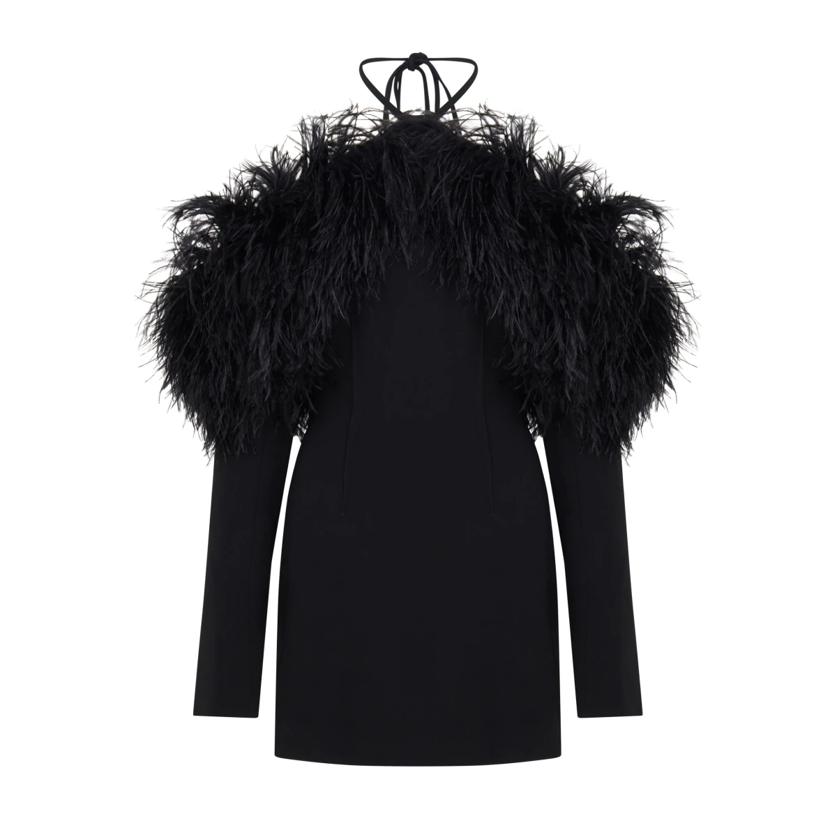 David Koma Off The Shoulder Feather Mini Dress