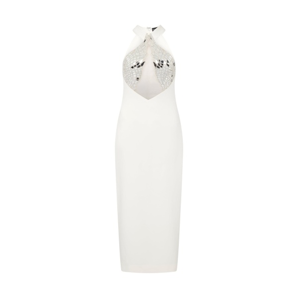 David Koma Plexi & Crystal Wing Embroidery Midi Dress