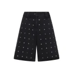 David Koma Rhinestone Crystal Embroidery Denim Shorts